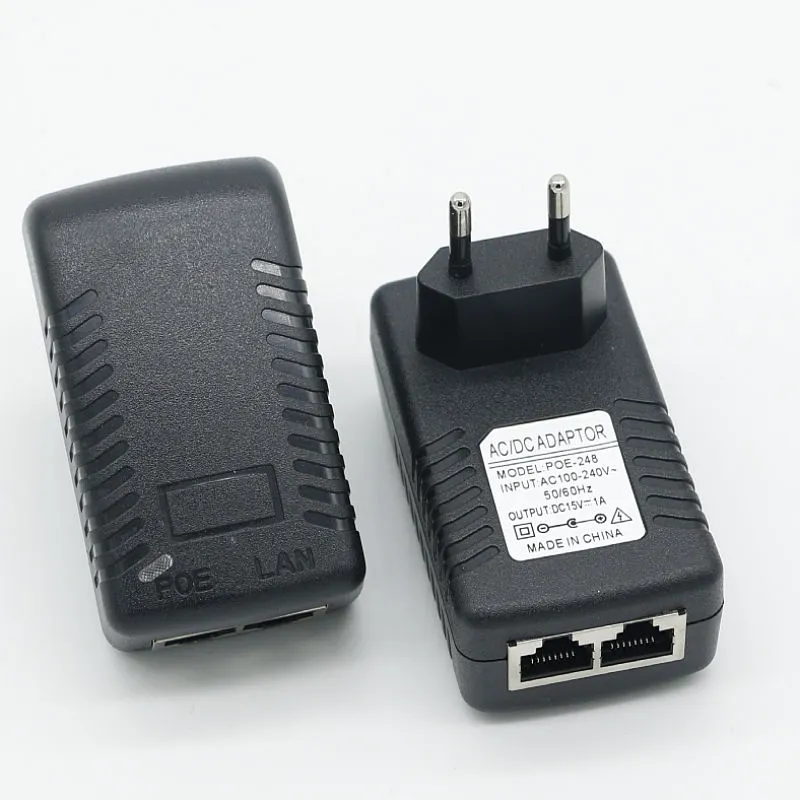 15V 1A ওয়াল মাউন্ট ইউরো প্লাগ ইথারনেট POE ইনজেক্টর