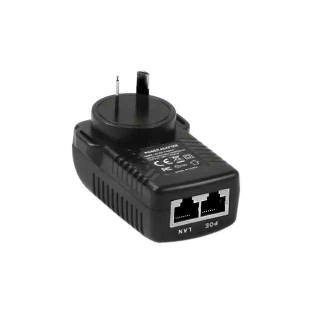 24V 1A POE ওয়াল অ্যাডাপ্টার ডুয়াল পোর্ট POE ইনজেক্টর