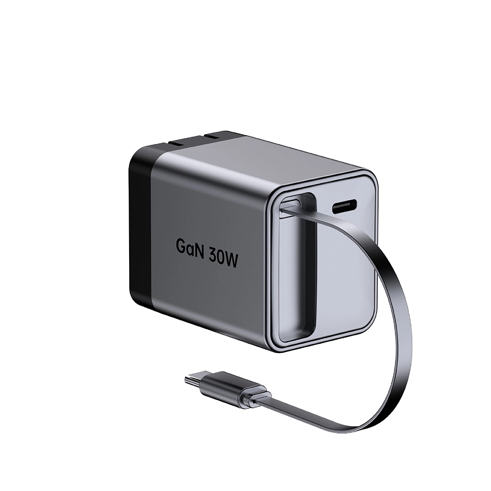 প্রত্যাহারযোগ্য usb c তারের সাথে 30W ইউএস প্লাগ ফোল্ডেবল দ্রুত চার্জার