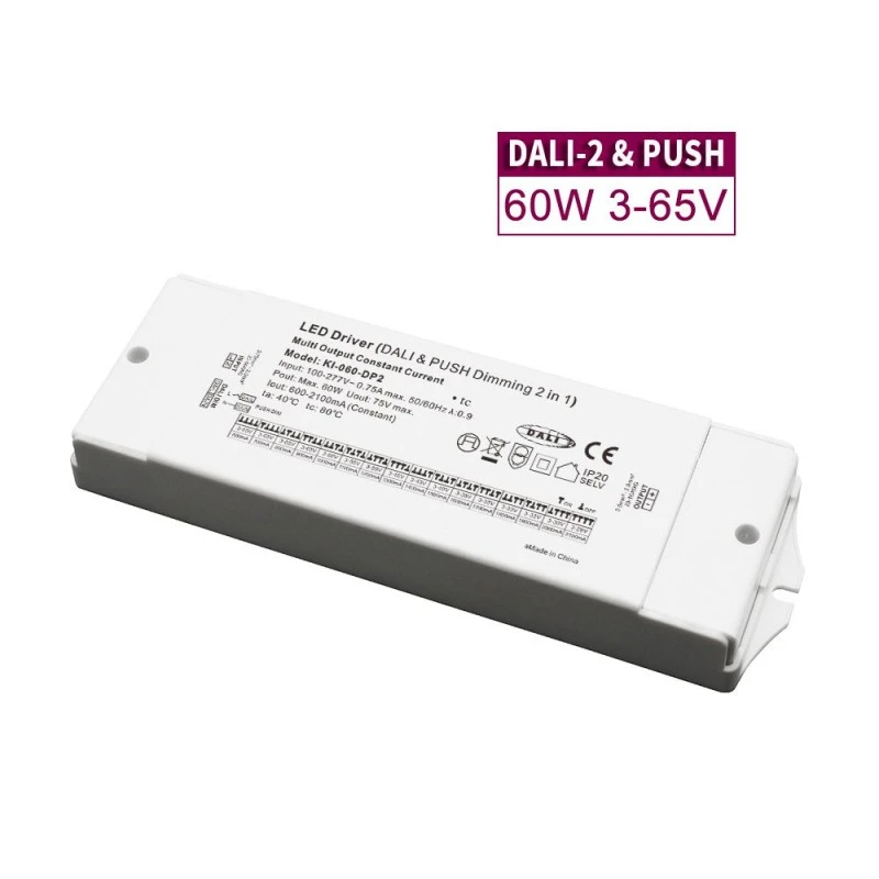 60W ধ্রুবক বর্তমান DALI Dimmable CCT LED ড্রাইভার
