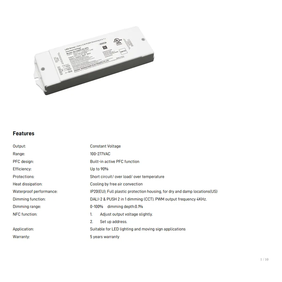 60W TUYA Zigbee CCT Dimmable LED ড্রাইভার