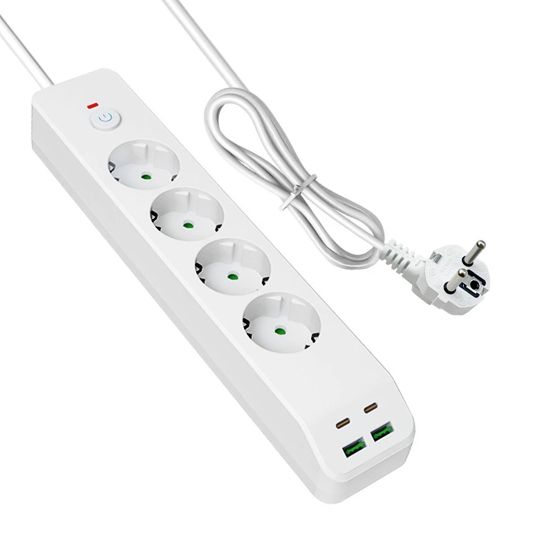 4 AC এবং 4 USB সহ দ্রুত চার্জিং EU পাওয়ার স্ট্রিপ