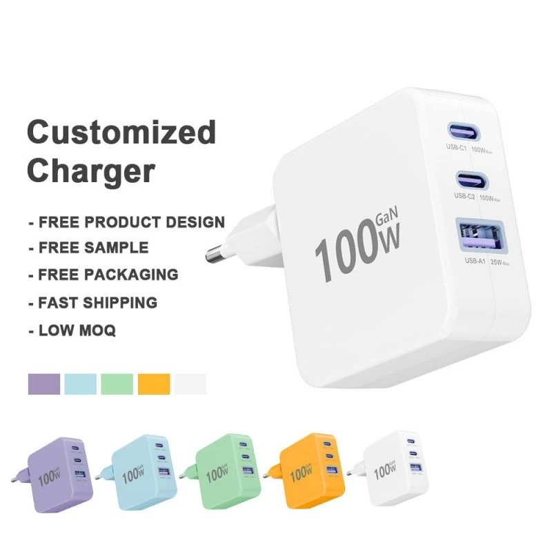 PD 3.0 100W Type C ফাস্ট চার্জার UK US AU EU সামঞ্জস্যপূর্ণ ওয়াল চার্জার